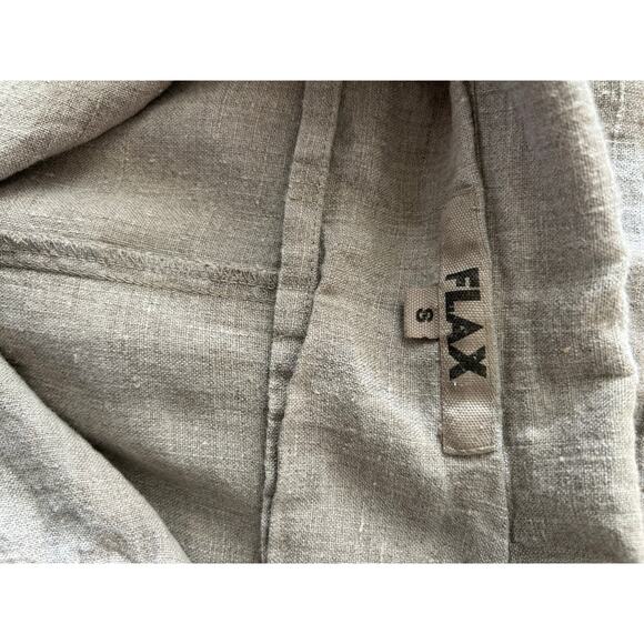 FLAX Long Linen Jacket Duster Natural Beige Women's Small Minimalist Lagenlook - Picture 11 of 12